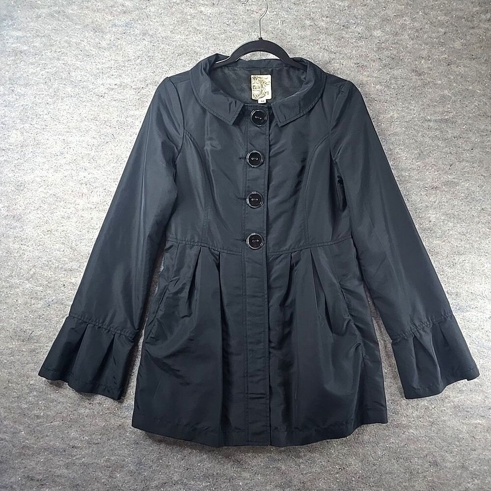 TULLE 4 Big Buttons Light Weight Lined Coat Jacket Womens sz M Polyester/Nylon